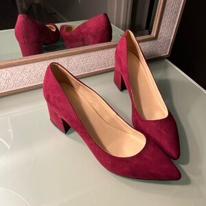 Chunky Suede Pointed Toe Heels